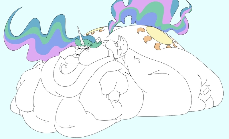 Size: 1439x874 | Tagged: artist needed, questionable, derpibooru import, princess celestia, alicorn, pony, bingo wings, double chin, fat, fat fetish, fetish, flabby chest, g4, image, immobile, jpeg, morbidly obese, multiple chins, obese, overweight, triple chin, weight gain