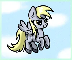 Size: 1200x1000 | Tagged: safe, artist:scandianon, derpibooru import, derpy hooves, pegasus, pony, determined, determined look, female, flying, image, mare, passepartout, png, sky, smiling