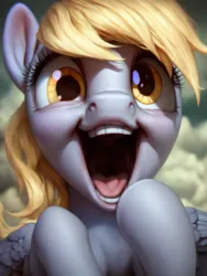 Size: 1536x2048 | Tagged: safe, ai content, anonymous prompter, derpibooru import, machine learning generated, stable diffusion, derpy hooves, pegasus, pony, derpibooru exclusive, drool, drool string, esophagus, female, g4, generator:pony diffusion v6 xl, happy, image, imminent vore, looking at you, mawshot, offscreen character, open mouth, open smile, oral invitation, png, pov, saliva puddle, salivating, slimy, smiling, solo, solo female, taste buds, uvula