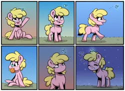 Size: 1800x1308 | Tagged: safe, artist:la hum, derpibooru import, oc, oc:puppysmiles, unofficial characters only, butterfly, insect, pony, fallout equestria, fallout equestria: pink eyes, bubble, comic, fanfic art, food, image, onomatopoeia, png, sleeping, sleepy, snoring, sound effects, zzz