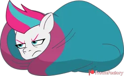 Size: 4000x2446 | Tagged: safe, artist:frownfactory, derpibooru import, zipp storm, pegasus, pony, g5, my little pony: tell your tale, a day in the life, female, frown, grumpy, image, mare, png, simple background, sleeping bag, transparent background, vector