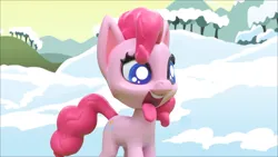 Size: 1920x1080 | Tagged: safe, derpibooru import, screencap, pinkie pie, earth pony, pony, my little pony: pony life, my little pony: stop motion short, cute, funny, g4, image, png, smiling, snow, solo, tongue out