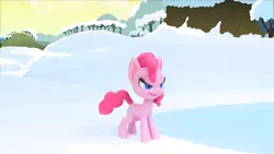 Size: 1920x1080 | Tagged: safe, derpibooru import, edit, edited screencap, screencap, pinkie pie, earth pony, pony, my little pony: pony life, my little pony: stop motion short, cute, determined, image, png, smiling, snow, solo