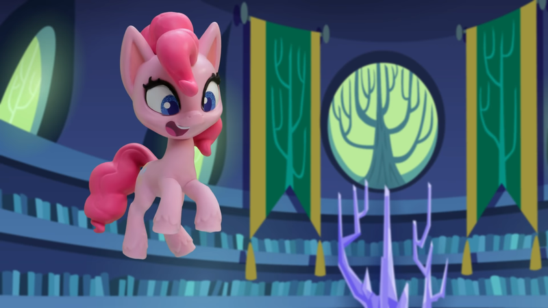 Size: 1920x1080 | Tagged: safe, derpibooru import, screencap, pinkie pie, earth pony, pony, my little pony: pony life, my little pony: stop motion short, cute, g4, image, library, png, smiling, solo, twilight's castle, twilight's castle library