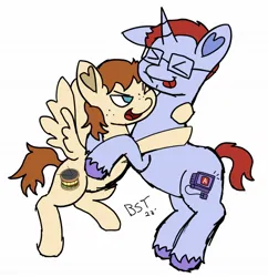 Size: 1144x1184 | Tagged: safe, artist:bloodysticktape, derpibooru import, oc, oc:burger bee, pegasus, unicorn, horn, image, jpeg