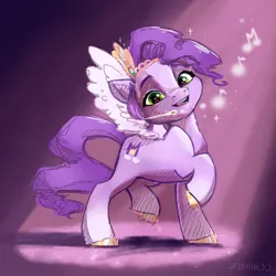 Size: 2048x2048 | Tagged: safe, artist:pfeffaroo, derpibooru import, pipp petals, pegasus, pony, g5, adorapipp, colored hooves, cute, diadem, female, gold hooves, headset mic, high res, hooves, image, jewelry, looking at you, mare, music notes, open mouth, open smile, png, raised hoof, raised leg, regalia, smiling, smiling at you, solo, spread wings, standing on two hooves, unshorn fetlocks, wings