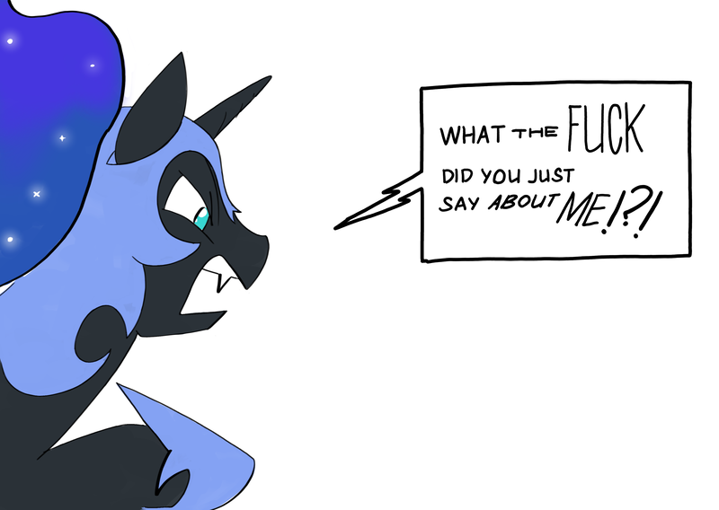 Size: 3600x2554 | Tagged: safe, artist:ponny, derpibooru import, nightmare moon, alicorn, pony, angry, colored, image, png, simple background, solo, speech bubble, text, vulgar, white background, yelling