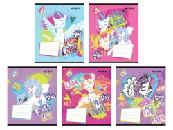 Size: 800x602 | Tagged: safe, derpibooru import, official, izzy moonbow, pipp petals, sunny starscout, zipp storm, earth pony, pegasus, unicorn, g5, 2d, blue background, cyrillic, happy, heart, horn, image, jpeg, logo, looking at you, merchandise, one eye closed, pink background, purple background, simple background, slogan, smiling, smiling at you, ukrainian, wink, winking at you