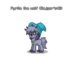 Size: 400x400 | Tagged: safe, derpibooru import, oc, pony, wolf, wolf pony, pony town, 2d, fangs, fluffy, gray body, gray eyes, hat, heart, image, locket, mute, png, standing, witch hat