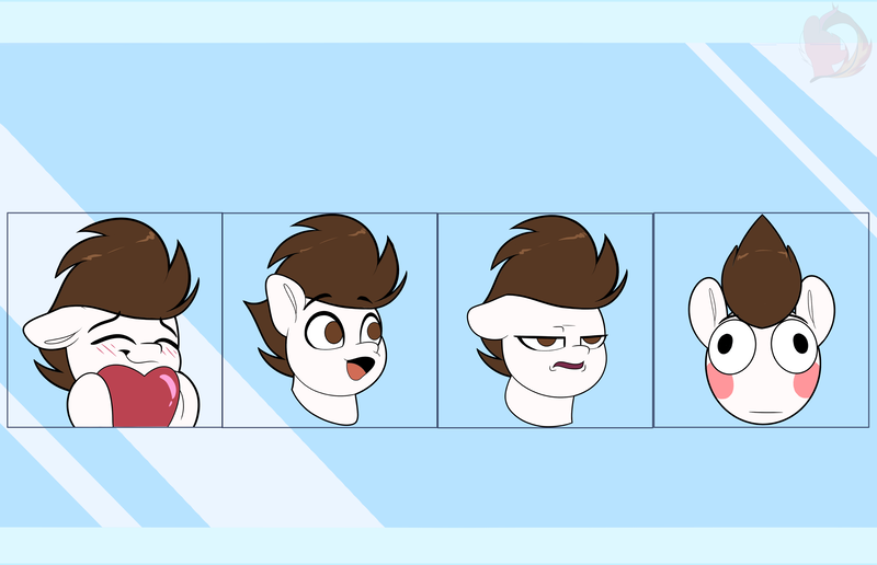 Size: 3600x2324 | Tagged: safe, artist:joaothejohn, derpibooru import, oc, oc:ashwind, pegasus, pony, blushing, bruh, commission, cute, emoji, emotes, expressions, heart, image, lidded eyes, male, multicolored hair, open mouth, pegasus oc, png, poggers, shy, smiling, solo, wings, ych result, your character here