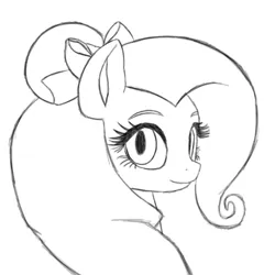 Size: 3024x3024 | Tagged: safe, artist:enterusxrname, derpibooru import, fluttershy, pegasus, pony, bow, hair bow, image, looking at you, looking back, looking back at you, png, redraw, smiling, solo, unfinished art