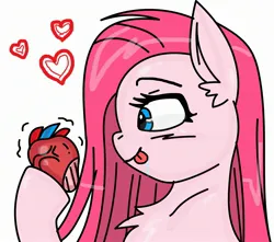 Size: 2424x2145 | Tagged: semi-grimdark, derpibooru import, pinkie pie, earth pony, drool, heart, image, jpeg, pinkamena diane pie, tongue out