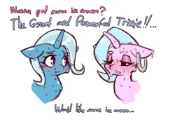 Size: 1052x744 | Tagged: safe, artist:chiefywiffy, derpibooru import, trixie, oc, oc:chiefy, pony, unicorn, ear piercing, heatwave, horn, image, piercing, png, simple background, sweat, white background