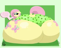 Size: 5000x4000 | Tagged: suggestive, artist:lukewarmluke, derpibooru import, fluttershy, pegasus, both cutie marks, butt, clothes, clover, digital art, dock, embarrassed, female, flutterbutt, four leaf clover, holiday, huge butt, hyper, hyper butt, image, impossibly large butt, large butt, panties, png, saint patrick's day, simple background, solo, solo female, tail, the ass was fat, underwear
