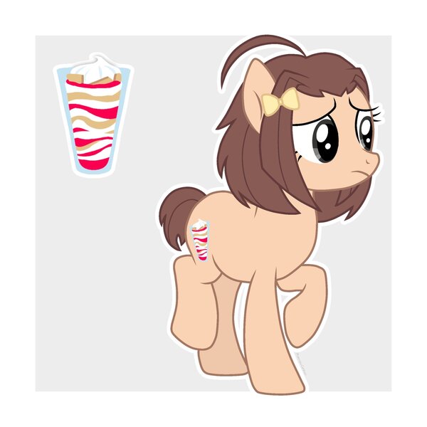 Size: 2048x2048 | Tagged: safe, artist:monsieurcapgras, derpibooru import, ponified, earth pony, pony, euphoria (visual novel), female, food, gray background, image, jpeg, mare, rika makiba, simple background, solo