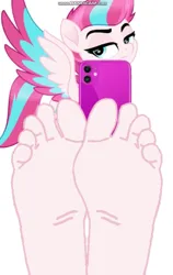 Size: 609x963 | Tagged: safe, derpibooru import, zipp storm, pegasus, pony, g5, my little pony: tell your tale, leak, spoiler:g5, spoiler:my little pony: tell your tale, bedroom eyes, feeat, female, image, phone, png, recording, solo, solo female, spread wings, wings
