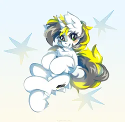 Size: 3534x3456 | Tagged: safe, artist:vanilla-chan, derpibooru import, oc, oc:yellowglaze, unofficial characters only, pony, unicorn, chest fluff, cute, ear fluff, horn, image, png, simple background, tail, two toned mane, two toned tail, unicorn oc, white background