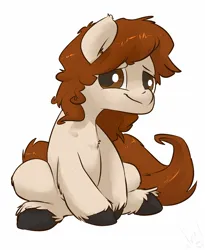 Size: 982x1200 | Tagged: oc name needed, safe, artist:atryl, derpibooru import, oc, unofficial characters only, earth pony, pony, awkward smile, image, looking at you, png, simple background, sitting, smiling, solo, unshorn fetlocks, white background