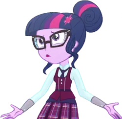 Size: 2588x2520 | Tagged: safe, derpibooru import, edit, edited screencap, editor:homersimpson1983, screencap, sci-twi, twilight sparkle, human, equestria girls, friendship games, background removed, clothes, crystal prep academy uniform, female, g4, glasses, image, necktie, not a vector, png, school tie, school uniform, schoolgirl, solo