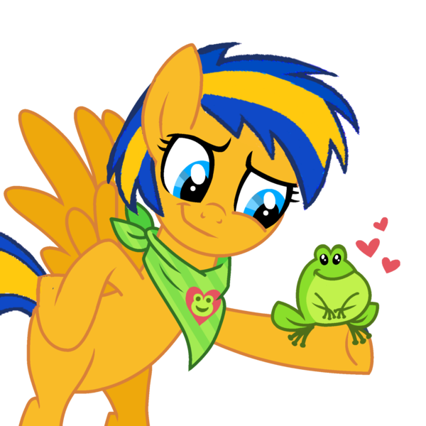 Size: 1520x1520 | Tagged: safe, artist:mlpfan3991, derpibooru import, oc, oc:flare spark, oc:ribbert, unofficial characters only, frog, pegasus, pony, bandana, female, image, male, pet, png, solo
