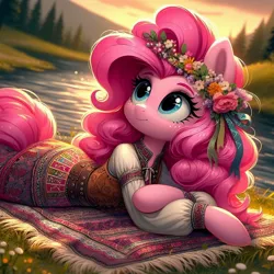 Size: 1024x1024 | Tagged: safe, ai content, derpibooru import, machine learning generated, pinkie pie, cyrillic, image, jpeg, russian, slavic