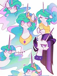 Size: 1537x2048 | Tagged: safe, artist:cloudbewwy, derpibooru import, princess celestia, alicorn, pony, cup, doodle, female, gasp, hi, image, jpeg, mare, open mouth, open smile, punklestia, question mark, smiling