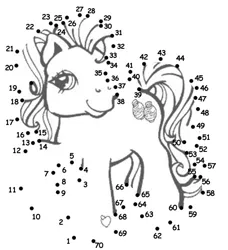 Size: 550x604 | Tagged: safe, derpibooru import, pony, character request, connect the dots, cutie mark, female, grayscale, image, jpeg, mare, monochrome, solo