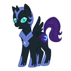 Size: 550x550 | Tagged: safe, artist:lulubell, derpibooru import, oc, oc:nyx, alicorn, pony, fanfic:past sins, alicorn oc, clothes, costume, fanfic art, horn, image, nightmare nyx, painted cutie mark, png, simple background, solo, white background, wings