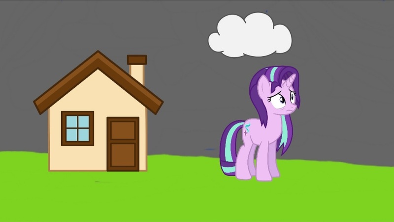 Size: 1080x607 | Tagged: safe, screencap, starlight glimmer, pony, unicorn, series:mlp animation's short films, series:the where spike lives, house, image, jpeg, messy mane, solo