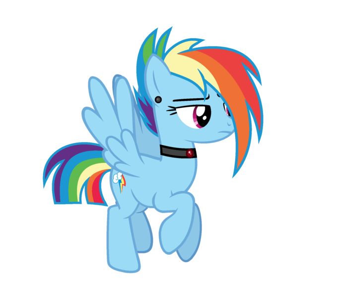 Size: 2113x1857 | Tagged: safe, artist:darbypop1, derpibooru import, rainbow dash, pony, alternate hairstyle, choker, image, png, solo