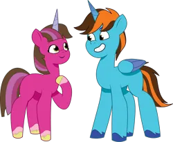 Size: 1586x1299 | Tagged: safe, artist:prixy05, derpibooru import, oc, oc:mason klusek, oc:renee joelle klusek, unofficial characters only, alicorn, unicorn, g5, brother and sister, female, horn, image, male, png, request, siblings