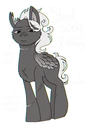 Size: 1222x1777 | Tagged: safe, artist:samble, derpibooru import, oc, oc:steel song, android, pegasus, pony, robot, robot pony, androgynous, guard, image, metal, nonbinary, png, pronouns, simple background, transparent background