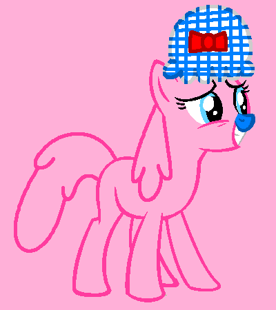 Size: 400x450 | Tagged: safe, artist:rain-approves, artist:spitfirethepegasusfan39, ponified, earth pony, pony, adult blank flank, base used, blank flank, blue nose, bonnet, bow, female, g4, grin, image, little miss, little miss lucky, lucky, mare, mr. men, mr. men little miss, open mouth, pink background, png, simple background, smiling, solo