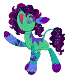 Size: 1772x2000 | Tagged: safe, artist:webkinzworldz, derpibooru import, oc, unnamed oc, unofficial characters only, earth pony, pony, ambiguous gender, coat markings, colored ears, colored eyelashes, colored hooves, colored pinnae, curly mane, curly tail, earth pony oc, eyes closed, facial markings, green coat, hair accessory, hoof heart, image, leonine tail, open mouth, open smile, png, ponytail, purple mane, purple tail, raised hoof, simple background, smiling, socks (coat marking), solo, standing, striped, stripes, tail, tail accessory, tied mane, transparent background, two toned mane, two toned tail, underhoof, unshorn fetlocks