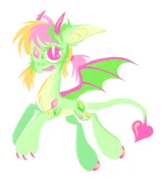 Size: 1532x1654 | Tagged: safe, artist:webkinzworldz, derpibooru import, oc, unnamed oc, unofficial characters only, dracony, dragon, hybrid, original species, pony, ambiguous gender, big ears, big eyes, blushing, claws, colored belly, colored claws, colored eyelashes, colored hooves, colored horns, colored pinnae, colored wings, concave belly, cute, cute little fangs, ear fluff, fangs, flying, gem, gemstones, gradient tail, green coat, heart tail, image, long legs, long neck, open mouth, pale belly, pink eyes, png, ponytail, shiny hoof, shiny horns, short mane, simple background, slit pupils, smiling, solo, spread wings, tail, two toned mane, two toned wings, white background, wings