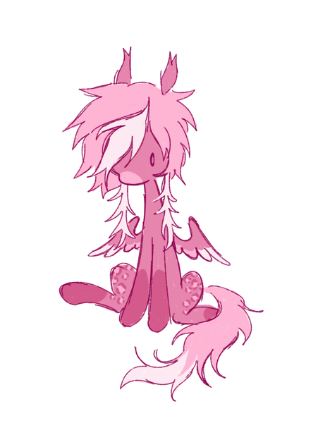Size: 1031x1372 | Tagged: safe, derpibooru import, oc, unnamed oc, unofficial characters only, pegasus, pony, ambiguous gender, chibi, coat markings, colored muzzle, colored wings, colored wingtips, dot eyes, ear tufts, image, leopard print, long mane, long tail, messy mane, messy tail, multicolored wings, no mouth, pegasus oc, png, simple background, sitting, small wings, socks (coat marking), solo, spread wings, tail, two toned mane, two toned tail, white background, wings