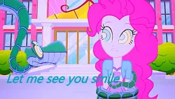 Size: 800x451 | Tagged: safe, artist:hypnovorelover, derpibooru import, pinkie pie, human, snake, equestria girls, canterlot high, clothes, coiling, coils, duo, female, g4, gritted teeth, hypno eyes, hypno pie, hypnosis, hypnotized, image, jpeg, kaa, kaa eyes, looking at each other, looking at someone, male, story included, teeth
