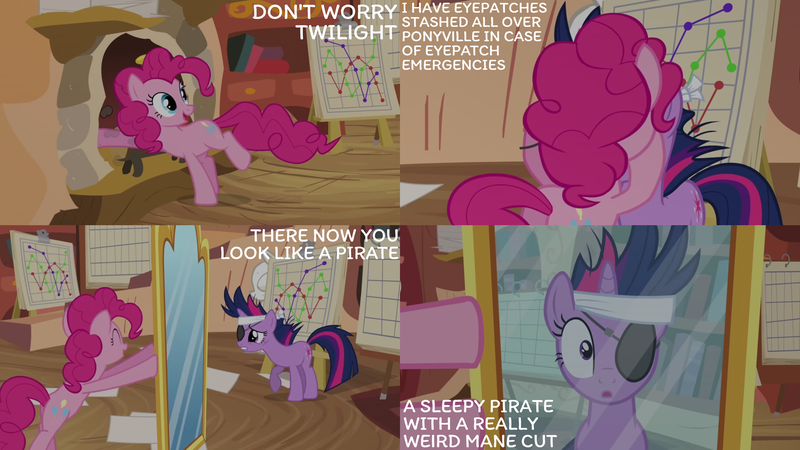 Size: 2000x1125 | Tagged: safe, derpibooru import, edit, edited screencap, editor:quoterific, screencap, pinkie pie, twilight sparkle, it's about time, g4, image, png
