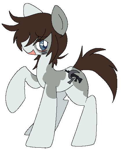 Size: 418x525 | Tagged: safe, artist:muffinz, derpibooru import, oc, oc:pickles (picklehaube), unofficial characters only, pony, blue eyes, brown mane, gray coat, image, png, solo