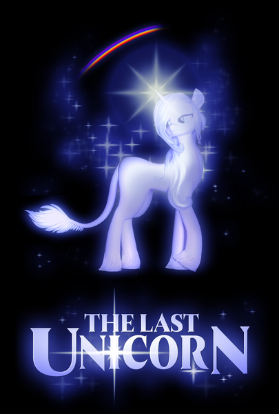 Size: 2050x3037 | Tagged: safe, derpibooru import, ponified, classical unicorn, pony, unicorn, cloven hooves, horn, image, leonine tail, movie poster, parody, png, poster, second life, solo, the last unicorn, unshorn fetlocks
