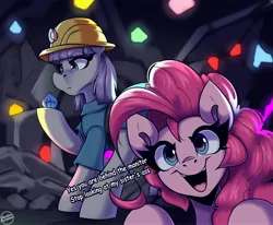 Size: 4500x3700 | Tagged: safe, artist:shadowreindeer, derpibooru import, maud pie, pinkie pie, earth pony, diamond, image, jpeg, looking at you, the fourth wall cannot save you