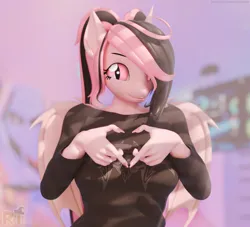 Size: 3576x3240 | Tagged: safe, artist:riizatensely, derpibooru import, oc, oc:lulu, anthro, bat pony, plantigrade anthro, pony, 3d, bat pony oc, bat wings, big breasts, blender, breasts, commission, cute, female, hoof heart, image, looking at you, mare, png, underhoof, wide hips, wings