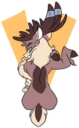 Size: 2617x4219 | Tagged: suggestive, artist:steelsoul, derpibooru import, deer, them's fightin' herds, buck, butt, community related, image, looking at you, male, plot, png, rear view, stronghoof hoofstrong (tfh), victory