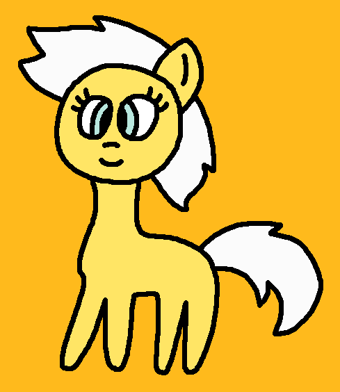 Size: 489x564 | Tagged: safe, artist:the-rainbow-nigga420, sunny daze, earth pony, pony, 1000 hours in ms paint, blank flank, cute, dazeabetes, female, filly, g4, image, ms paint, orange background, paint.net, png, simple background, smiling, solo