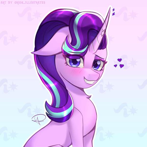 Size: 5000x5000 | Tagged: safe, artist:orion_illustrates, derpibooru import, starlight glimmer, pony, unicorn, horn, image, jpeg, looking at you, sitting, smiling, smiling at you, solo