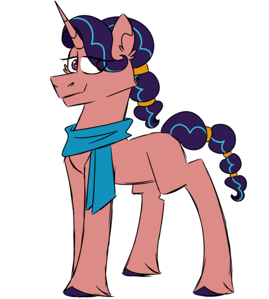 Size: 900x1000 | Tagged: safe, artist:fuckomcfuck, derpibooru import, oc, oc:jade, pony, unicorn, clothes, horn, image, parent:jasmine, parent:starlight glimmer, png, scarf, simple background, solo, transparent background