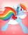 Size: 500x609 | Tagged: safe, artist:omi, banned from derpibooru, deleted from derpibooru, rainbow dash, pegasus, blushing, bow, female, holiday, image, pillow, png, solo, solo female, valentine's day, wingding eyes