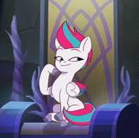 Size: 197x195 | Tagged: safe, derpibooru import, zipp storm, pegasus, g5, my little pony: tell your tale, spoiler:g5, spoiler:my little pony: tell your tale, spoiler:tyts02e07, animated, cropped, gif, image, imitation, opaline's dark castle, picture for breezies, queen zipp storm, solo, the lone alicorn
