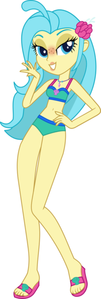 Size: 356x1049 | Tagged: safe, artist:fireluigi29, derpibooru import, edit, vector edit, princess skystar, human, equestria girls, my little pony: the movie, belly button, bikini, clothes, equestria girls-ified, female, freckles, g4, hand on hip, image, jewelry, lipstick, midriff, necklace, png, sandals, simple background, solo, swimsuit, transparent background, vector