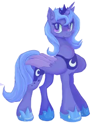 Size: 2048x2543 | Tagged: safe, artist:teochronico, derpibooru import, princess luna, alicorn, pony, colored wings, concave belly, crown, female, folded wings, g4, hoof shoes, image, jewelry, mare, peytral, png, princess shoes, regalia, s1 luna, simple background, slender, solo, thin, transparent background, two toned wings, wings